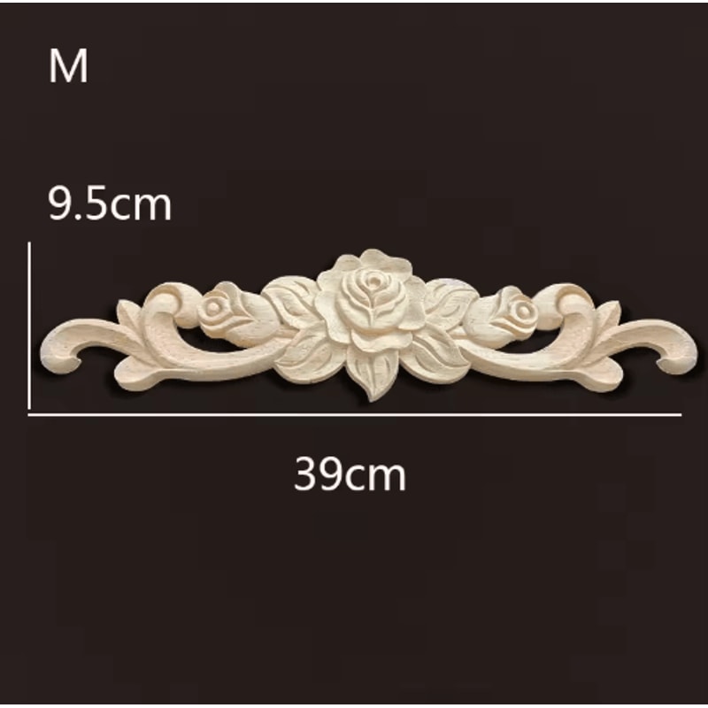 Vintage Rose Wood Carving Appliques Decorative Furniture Onlays Set 4