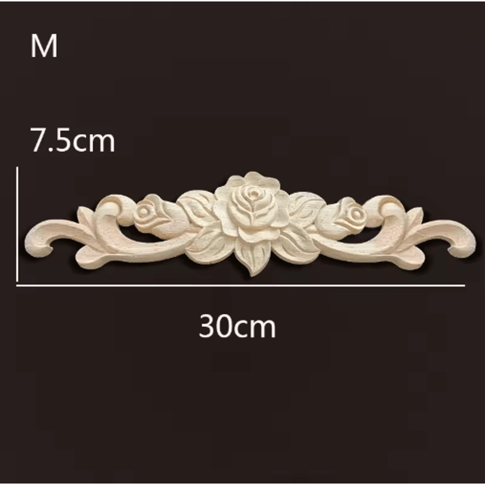 Vintage Rose Wood Carving Appliques Decorative Furniture Onlays Set 5