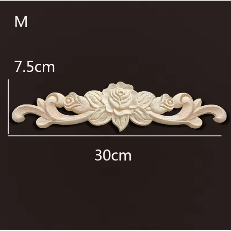 Vintage Rose Wood Carving Appliques Decorative Furniture Onlays Set 5