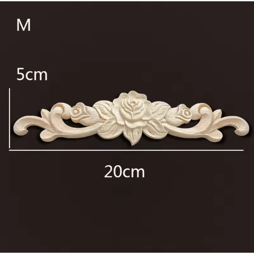 Vintage Rose Wood Carving Appliques Decorative Furniture Onlays Set 6