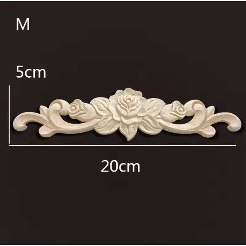 Vintage Rose Wood Carving Appliques Decorative Furniture Onlays Set 6
