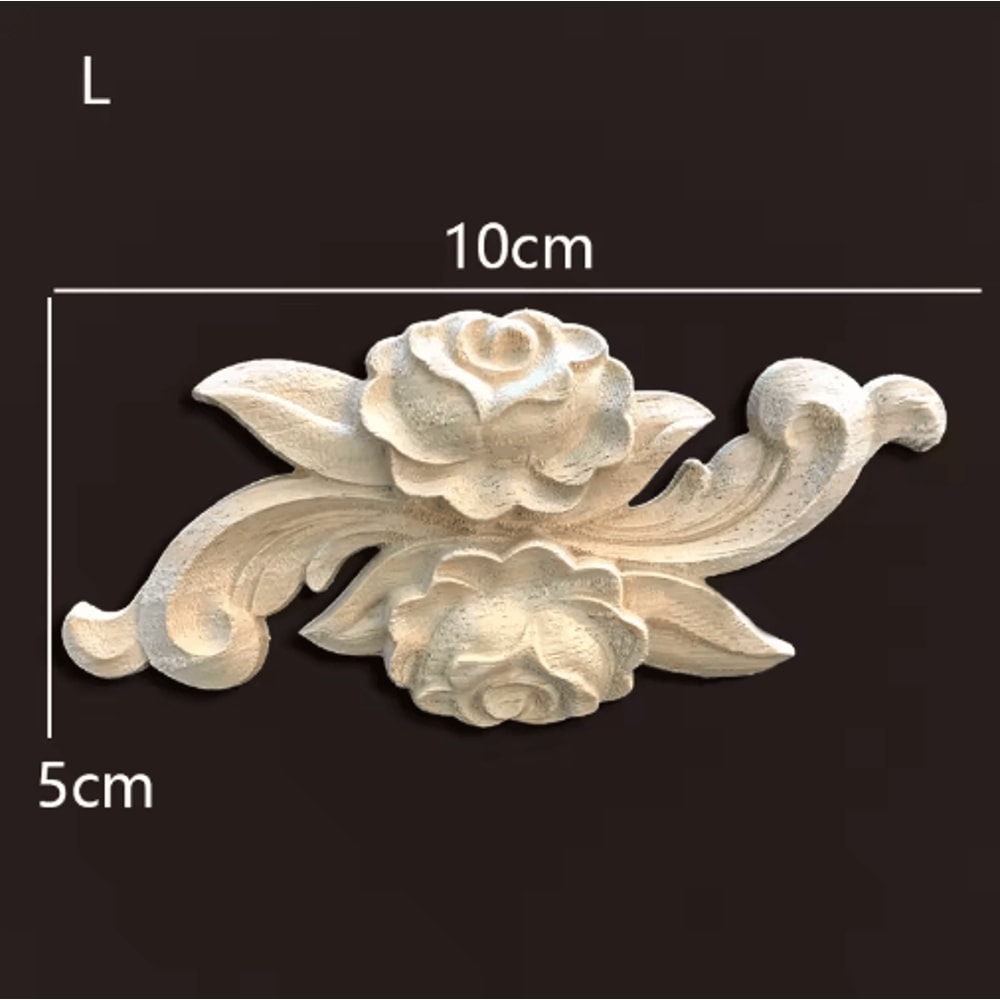 Vintage Rose Wood Carving Appliques Decorative Furniture Onlays Set 7