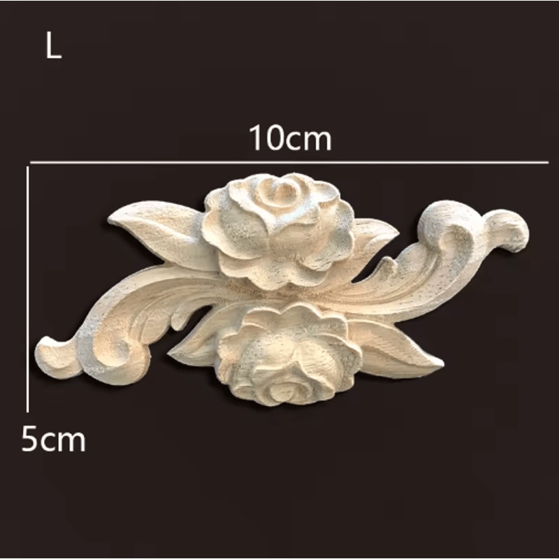 Vintage Rose Wood Carving Appliques Decorative Furniture Onlays Set 7