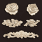 Vintage Rose Wood Carving Appliques Decorative Furniture Onlays Set 25