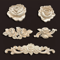 Vintage Rose Wood Carving Appliques Decorative Furniture Onlays Set 25