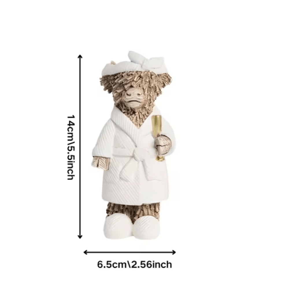 Highland Cow Champagne Statue Rustic Farmhouse Animal Decor Funny Gift Accent 4
