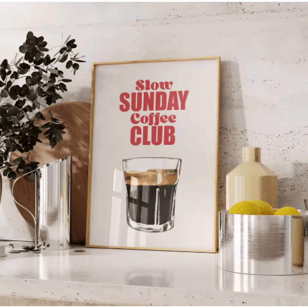 Retro Coffee Club Canvas Wall Art Chic Beige Coffee Poster For Modern Kitchen Living Room Decor 4