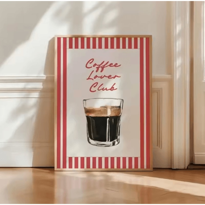 Retro Coffee Club Canvas Wall Art Chic Beige Coffee Poster For Modern Kitchen Living Room Decor 5