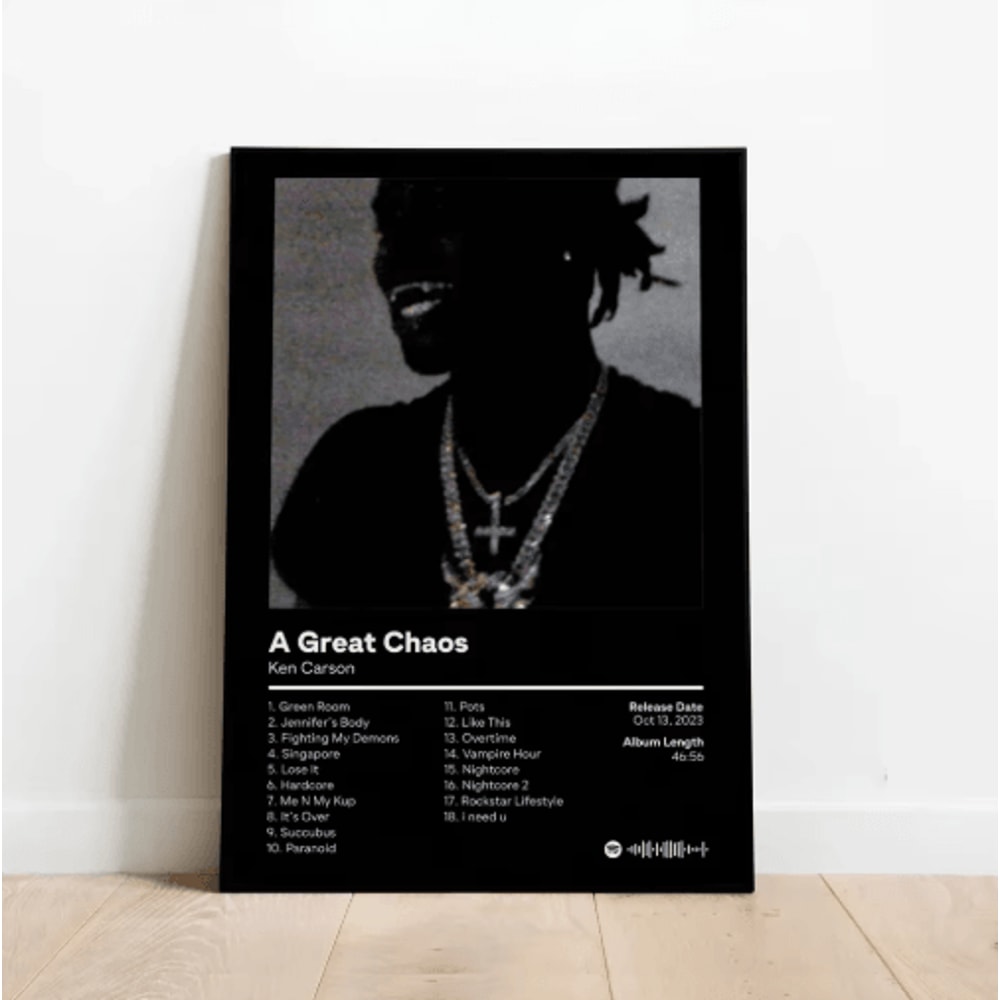 Ken Carson A Great Chaos Canvas Poster Hip Hop Album Wall Art For Modern Music Decor 0