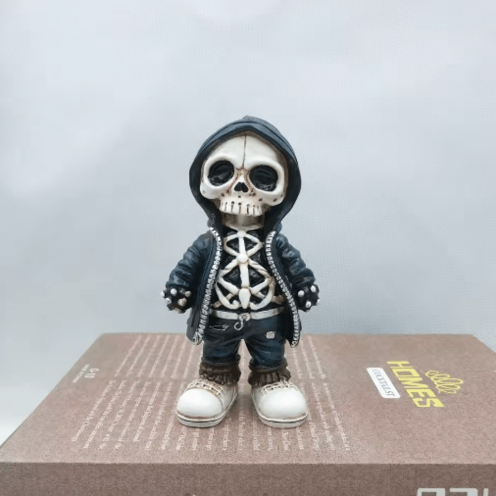 Cool Skeleton Figurine Mini Skull Resin Statue For Gothic Halloween Tabletop Decor 2