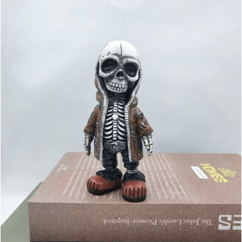 Cool Skeleton Figurine Mini Skull Resin Statue For Gothic Halloween Tabletop Decor 3