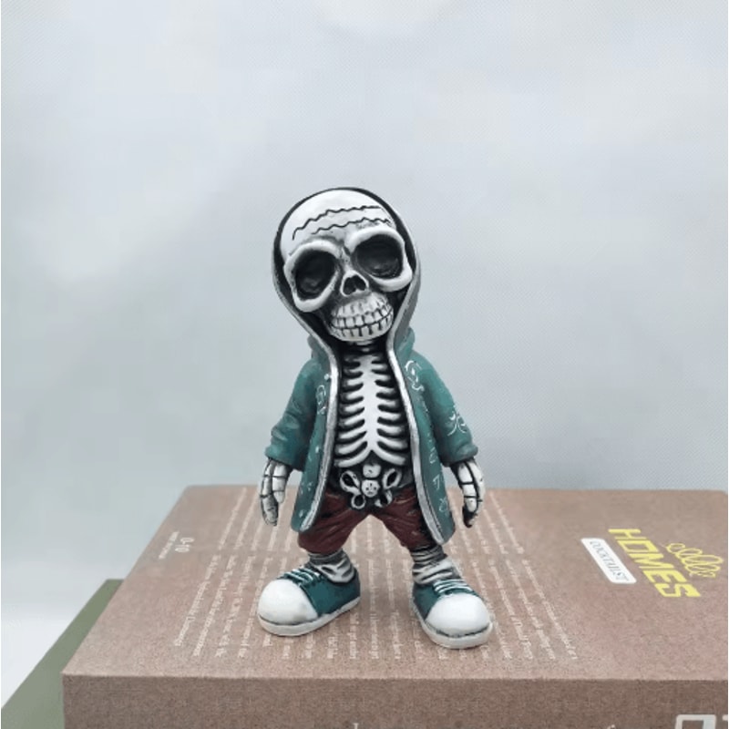 Cool Skeleton Figurine Mini Skull Resin Statue For Gothic Halloween Tabletop Decor 4