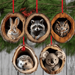 cute woodland animal acrylic christmas ornaments – bunny, owl & forest friends tree decorations