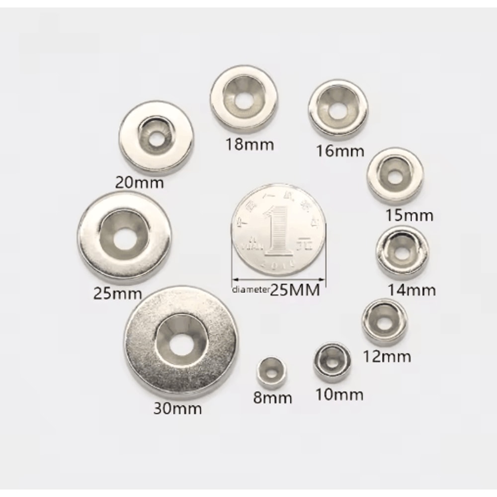 N52 Neodymium Countersunk Magnets Set Heavy Duty 30mm Strong Disc Magnets With Hole 10 PCS 2