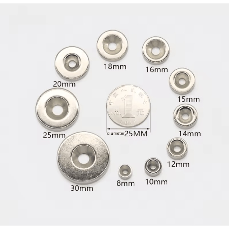 N52 Neodymium Countersunk Magnets Set Heavy Duty 30mm Strong Disc Magnets With Hole 10 PCS 2