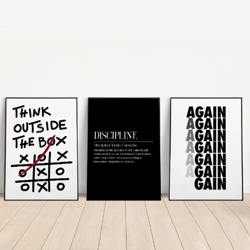 motivational discipline quote canvas – modern inspirational wall art for home & office decor