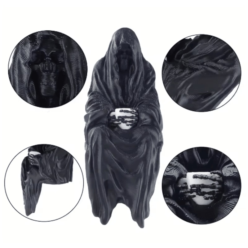 Gothic Hooded Cloaked Statue Dark Aesthetic Figurine For Desk Shelf Decor 5