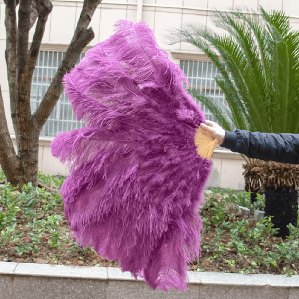 Luxury Ostrich Feather Folding Fan Large Burlesque Dance Stage Performance Fan 100130cm 1