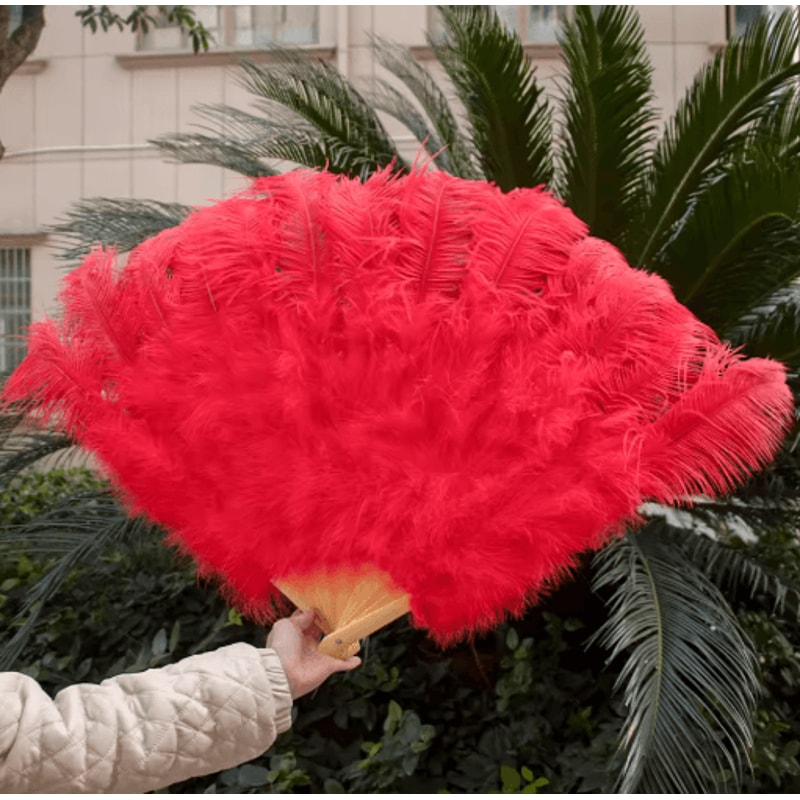 Luxury Ostrich Feather Folding Fan Large Burlesque Dance Stage Performance Fan 100130cm 14