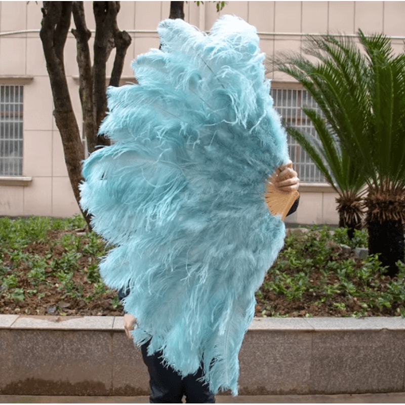 Luxury Ostrich Feather Folding Fan Large Burlesque Dance Stage Performance Fan 100130cm 2