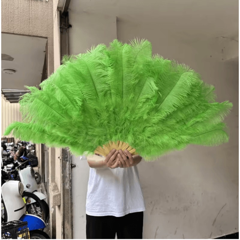 Luxury Ostrich Feather Folding Fan Large Burlesque Dance Stage Performance Fan 100130cm 3