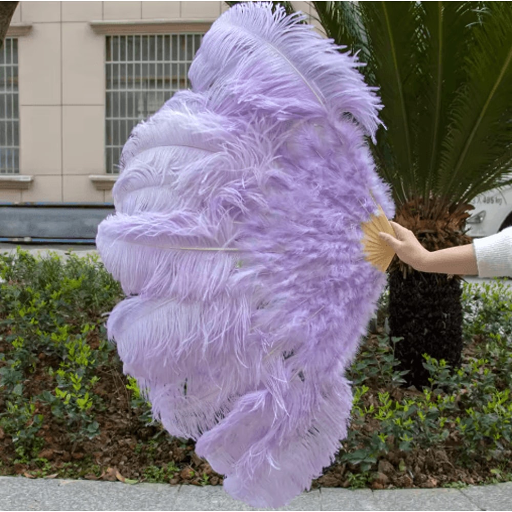 Luxury Ostrich Feather Folding Fan Large Burlesque Dance Stage Performance Fan 100130cm 4