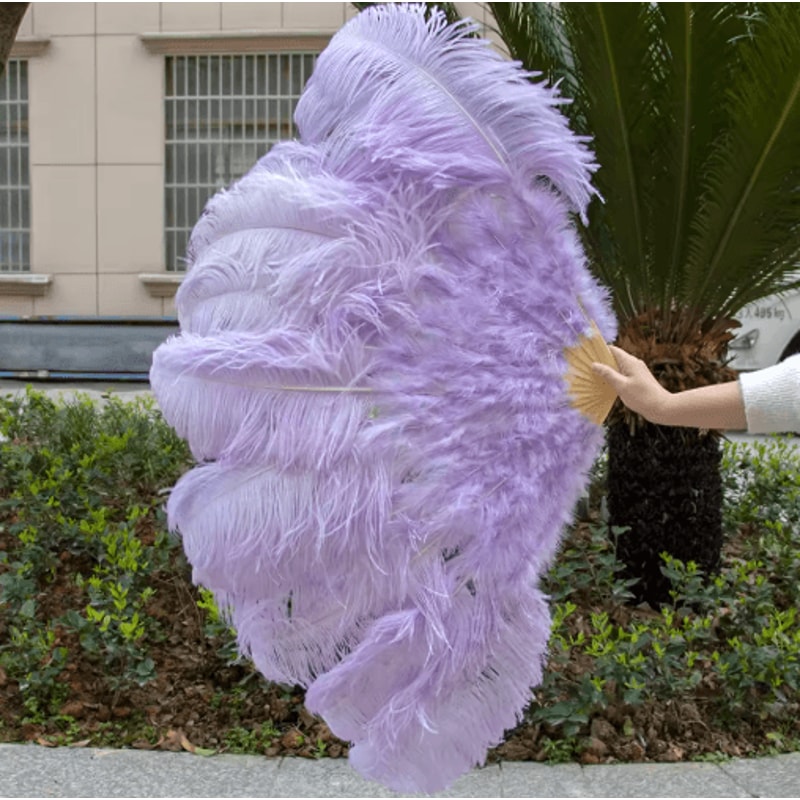 Luxury Ostrich Feather Folding Fan Large Burlesque Dance Stage Performance Fan 100130cm 4