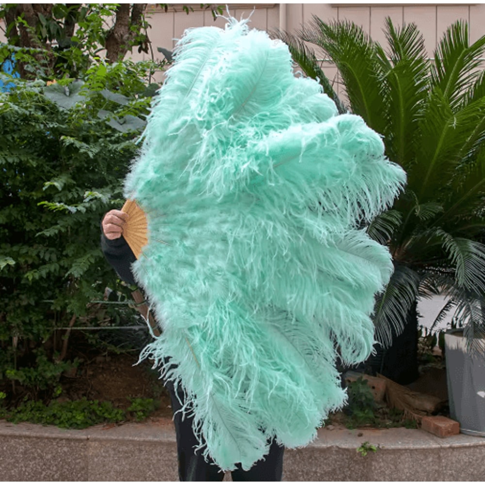 Luxury Ostrich Feather Folding Fan Large Burlesque Dance Stage Performance Fan 100130cm 5