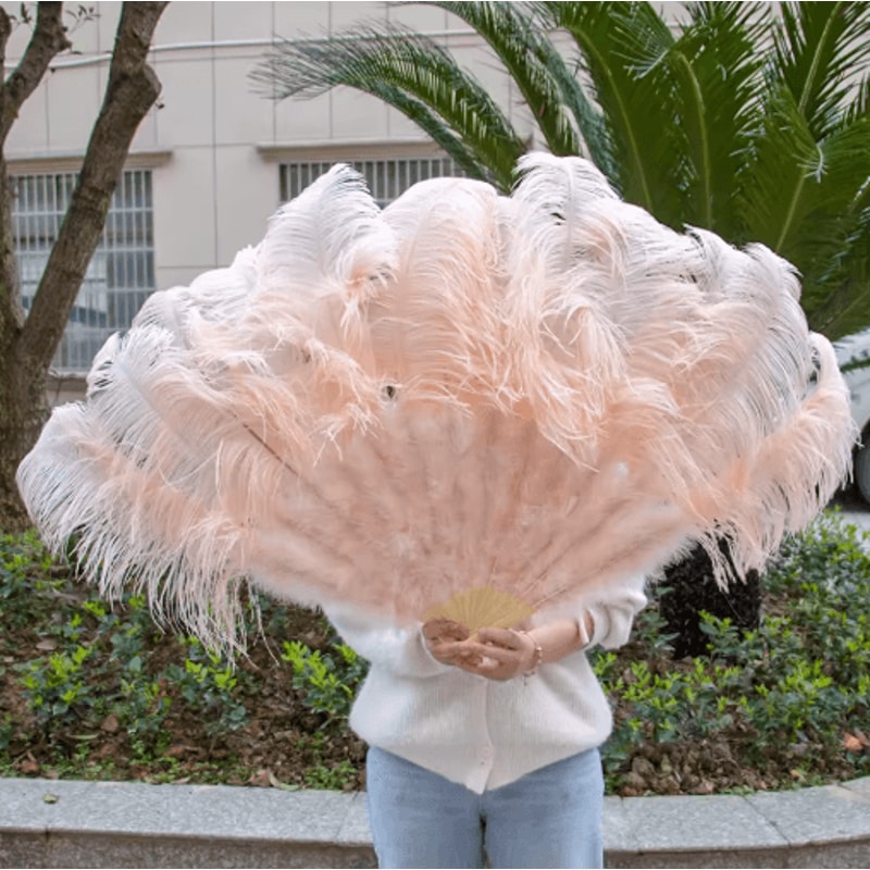 Luxury Ostrich Feather Folding Fan Large Burlesque Dance Stage Performance Fan 100130cm 7