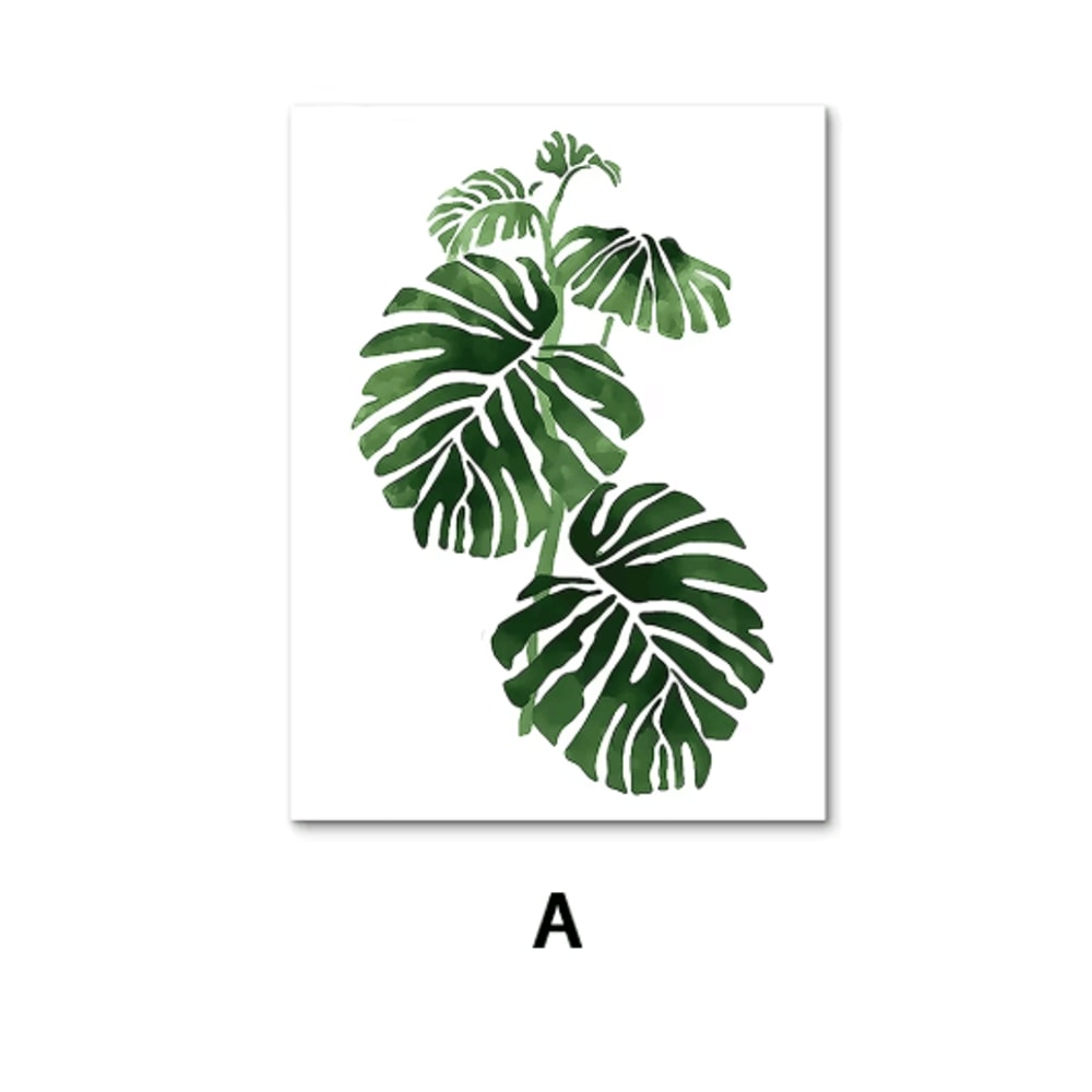 Nordic Botanical Canvas Wall Art Monstera Tropical Leaf Prints For Modern Home Decor 2