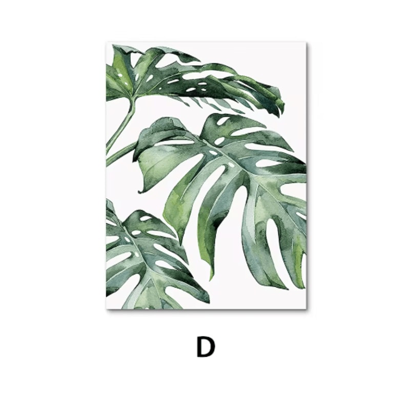 Nordic Botanical Canvas Wall Art Monstera Tropical Leaf Prints For Modern Home Decor 3