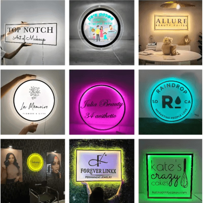 Custom LED Acrylic Logo Sign Backlit Neon Style Wall Sign For Salon Business Studio Branding 4