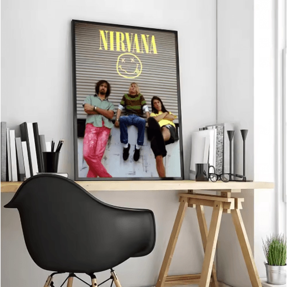Nirvana Rock Band Canvas Poster Grunge Calligraphy Wall Art For Music Room Decor 11