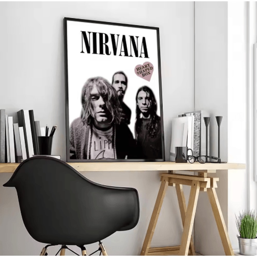 Nirvana Rock Band Canvas Poster Grunge Calligraphy Wall Art For Music Room Decor 12