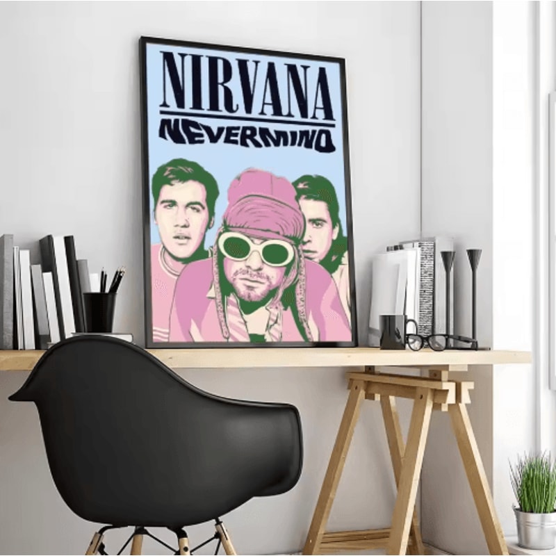 Nirvana Rock Band Canvas Poster Grunge Calligraphy Wall Art For Music Room Decor 3