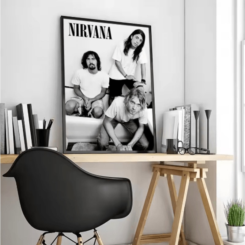 Nirvana Rock Band Canvas Poster Grunge Calligraphy Wall Art For Music Room Decor 4