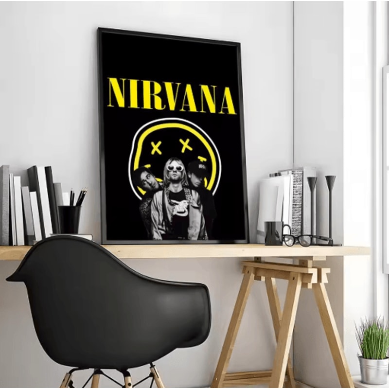 Nirvana Rock Band Canvas Poster Grunge Calligraphy Wall Art For Music Room Decor 7