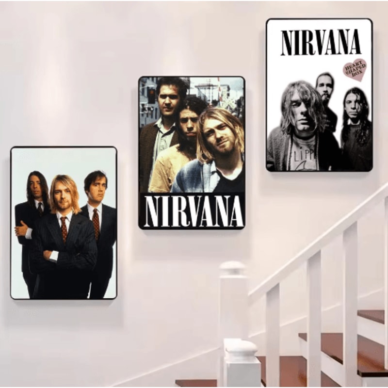 Nirvana Rock Band Canvas Poster Grunge Calligraphy Wall Art For Music Room Decor 19