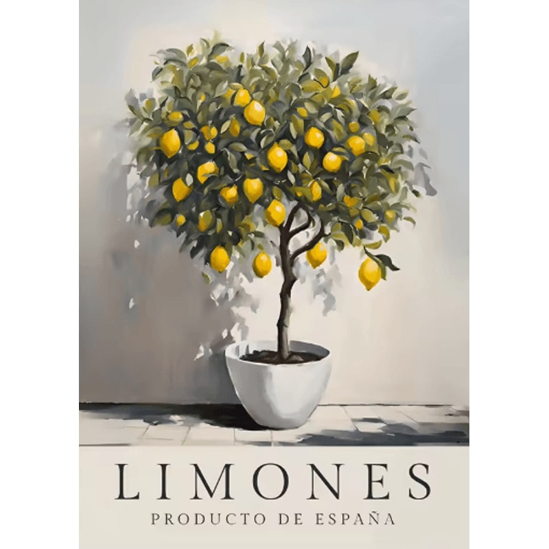 Retro Olive Tree Lemon Canvas Wall Art Elegant Mediterranean Botanical Decor 10