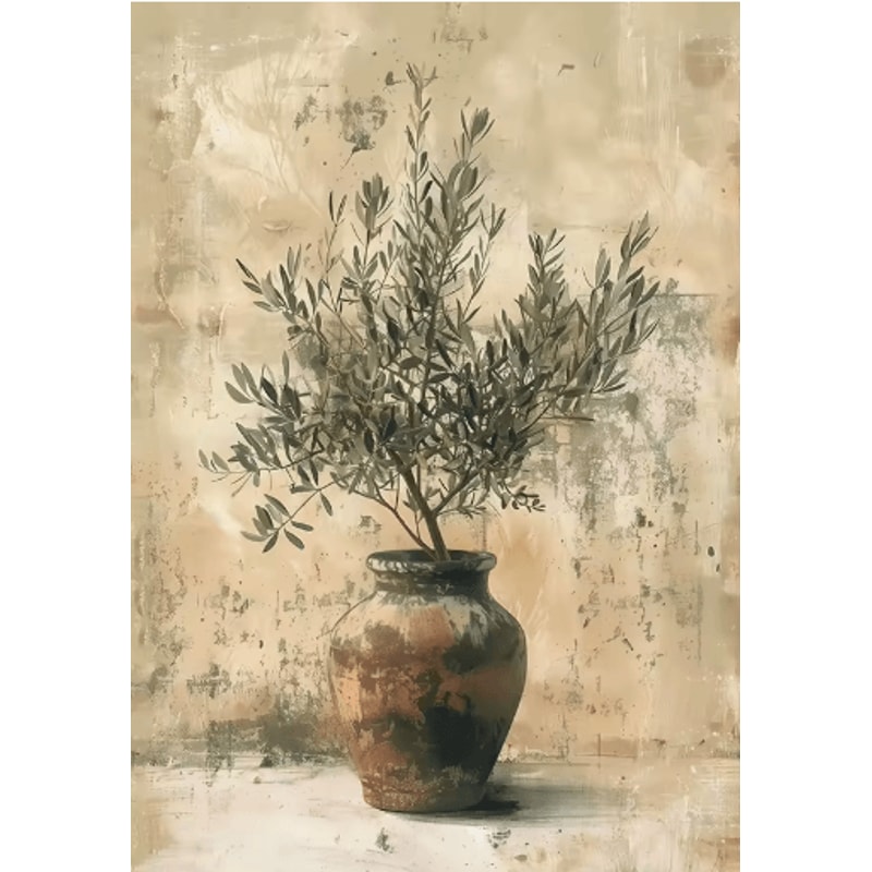 Retro Olive Tree Lemon Canvas Wall Art Elegant Mediterranean Botanical Decor 13