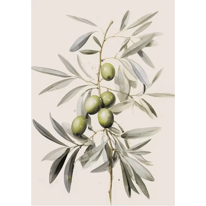 Retro Olive Tree Lemon Canvas Wall Art Elegant Mediterranean Botanical Decor 4