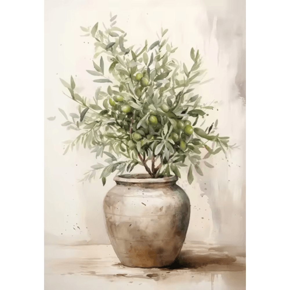 Retro Olive Tree Lemon Canvas Wall Art Elegant Mediterranean Botanical Decor 5