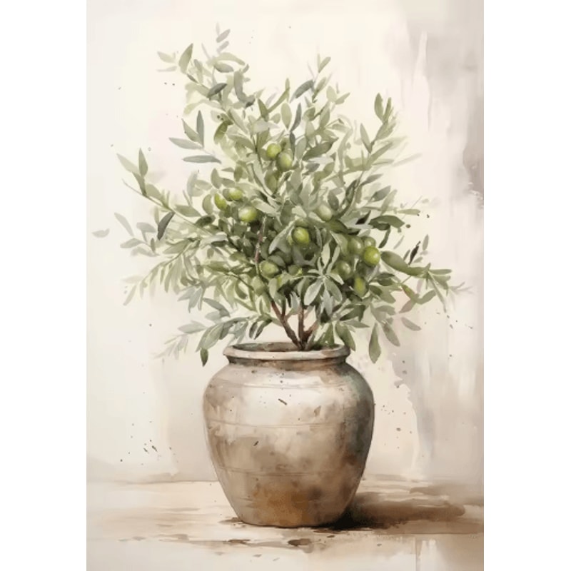 Retro Olive Tree Lemon Canvas Wall Art Elegant Mediterranean Botanical Decor 5