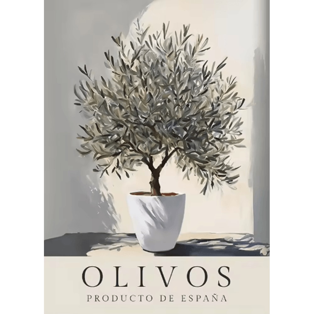 Retro Olive Tree Lemon Canvas Wall Art Elegant Mediterranean Botanical Decor 6