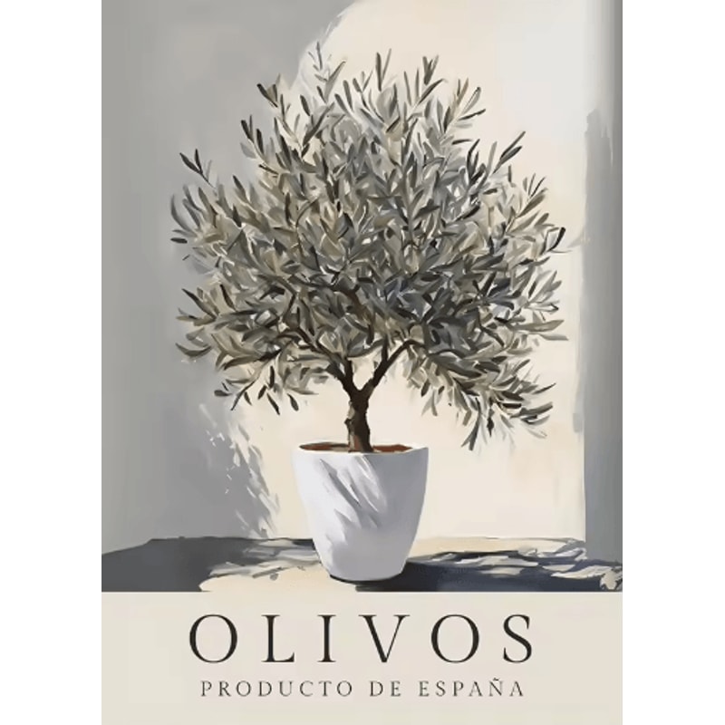 Retro Olive Tree Lemon Canvas Wall Art Elegant Mediterranean Botanical Decor 6