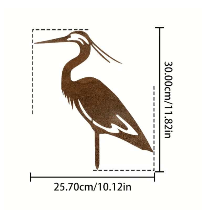 Rusted Metal Crane Garden Statue Weather Resistant Heron Yard Art Sculpture 4