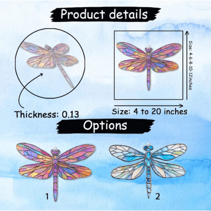 Colorful Acrylic Dragonfly Suncatcher Hanging Window Garden Decor 6