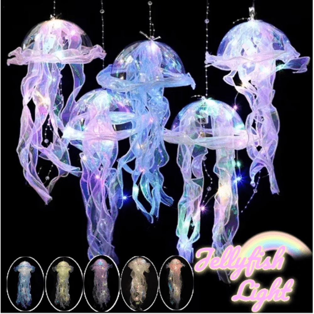 Gradient Jellyfish LED Hanging Night Light Colorful Ambient Pendant Lamp 0