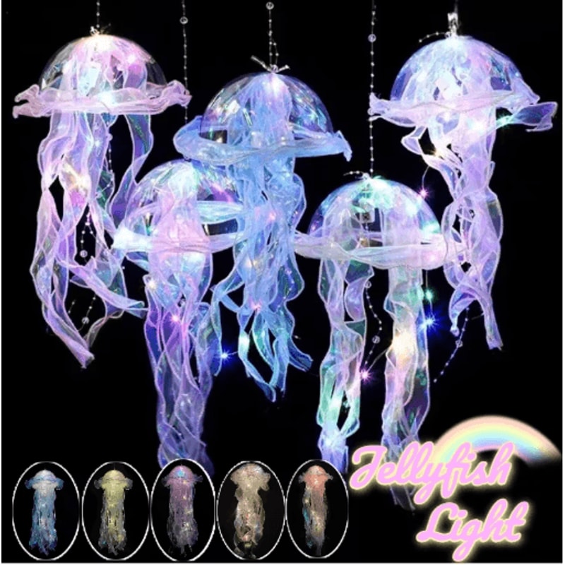 Gradient Jellyfish LED Hanging Night Light Colorful Ambient Pendant Lamp 0