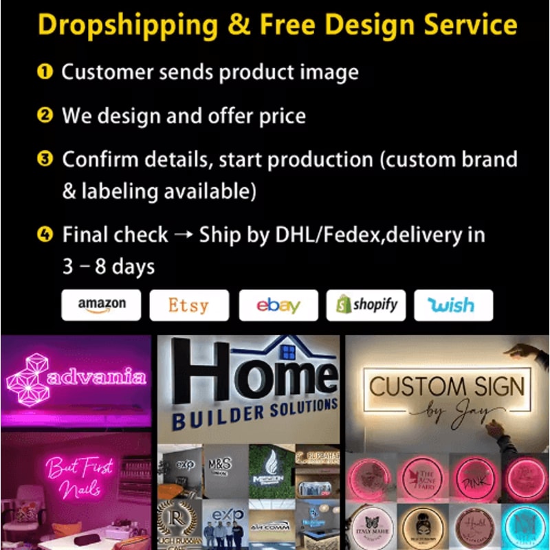 Custom Acrylic Neon Logo Sign Personalized LED Business Wall Light 4